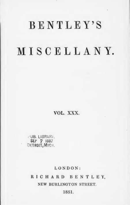 Elleelah and Kissore; Bentley's Miscellany